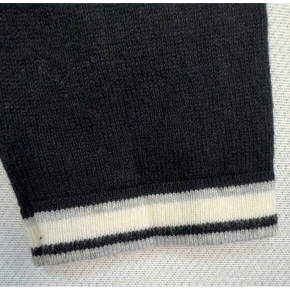 Talbots Womens Cardigan Sweater Petite Black White Trim Button Front - Picture 7 of 9
